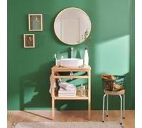 MOB-IN Meuble HOPP 60cm chêne Vasque Ronde Robinet et Miroir