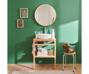 MOB-IN Meuble HOPP 60cm chêne Vasque Ronde Robinet et Miroir