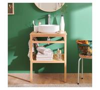 MOB-IN Meuble HOPP Simple 60cm chêne avec Vasque Ronde Blanche