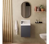 MOB-IN Meuble Lave-Mains Lisa + Robinet Noir + Miroir Ovale