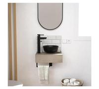 MOB-IN Meuble Lave-Mains Soho Plan épais Vasque Noire + Miroir