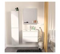 MOB-IN Meuble Simple Vasque 60cm avec Vasque, Miroir et Colonne Sorrento Blanc