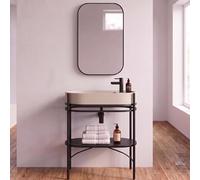 MOB-IN Meuble Simple Vasque Lucia 80cm métal Noir, Vasque béton, Robinet et Miroir