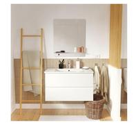 MOB-IN Meuble Simple Vasque Sorrento 80cm décor chêne avec Robinet et Miroir