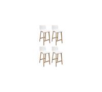 MOB-IN Tabourets d'ilot 65 cm Tanna Pieds chêne Assise Plastique Blanc - Lot de 4
