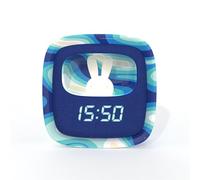 Mob - Réveil et Veilleuse pour Enfant Billy Clock - Motif Lapin - Face Avant Tissu - Cadre Plastique Soft-Touch - Programmation de la Date, de l'Heure et de 3 Alarmes (Blue Waves)