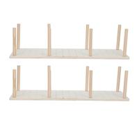 Mobestech 2 Ensembles Organisateur de Vaisselle en Bois, Lot de Sets, Panneau Perforé à Picots Réglables, Beige, pour Assiettes et Couverts, Rangement Compact pour Cuisines Étroites