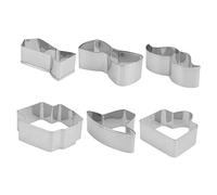 Mobestech 6 pièces Emporte à Biscuits pour Fête des Pères Acier Inoxydable Mallette Moustache Nœud Chapeau Costume Outils de Pâtisserie DIY pour Biscuits