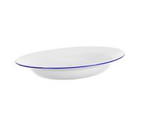 Mobestech Assiette en Émail Blanc Multifonctionnelle Cuisine, Plat de Service Large et Peu Profond, Facile à Nettoyer, Style Oriental Élégant, Diamètre 26 Cm
