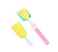 Mobestech Brosse à Laver pour Biberons Rose, Lot de 2 Pièces Éponge de Remplacement, Adaptée aux Tétines, Matériaux Éponge et Plastique, Nettoyage Rayures