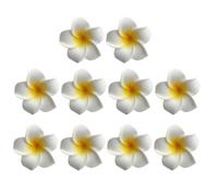 Mobestech Lot de 10 Épingles à Cheveux Fleurs Frangipanier 7 Cm en Eva Jaune Pince, Accessoire Cheveux Fille pour Plage et Fête Hawaïenne, Barrette Délicate Style Tropical D’été