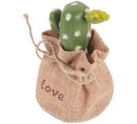 Mobestech Mini Cactus Faux Décoratif en Plastique et Lin, Ornement Délicat Texture, pour Bureau ou Étagère, Plante Grasse Artificielle Élégante