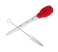 Mobestech Pipette à Dinde Silicone Rouge avec Brosse de Nettoyage, Poire à Viande Pratique, Ustensile Polyvalent pour Cuisson et Marinade, Accessoire la Cuisine pour Barbecue et Rôtissage