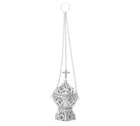 Mobestech Porte-Parfum Suspendu en Métal Argenté de Croix avec Chaîne, Brûleur de Parfum Décoratif Compatible Cônes et Charbon, Décoration Spirituelle Intérieure et Extérieure,