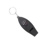 Mobestech Sifflet d'urgence Quatre Boussole Multifonction | Thermomètre et Loupe Intégrés, Plastique Noir, Porte-clés pour Paquet et Équipement, Usage Extérieur