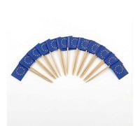 Mobi Lock 120 Pièces de Pics à Cocktail avec Drapeau de l’Europe - 6,5 cm (2,5 po) Cure-Dents en Bambou avec Mini-Drapeaux - Pics de décoration pour Amuse-bouches et Boissons