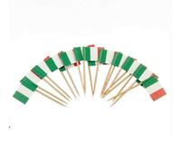 Mobi Lock 120 Pièces de Pics à Cocktail avec Drapeau de l’Italie - 6,5 cm (2,5 po) Cure-Dents en Bambou avec Mini-Drapeaux - Pics de décoration pour Amuse-bouches et Boissons
