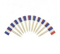 Mobi Lock 120 Pièces de Pics à Cocktail avec Drapeau de la France - 6,5 cm (2,5 po) Cure-Dents en Bambou avec Mini-Drapeaux - Pics de décoration pour Amuse-bouches et Boissons
