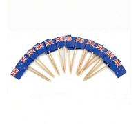 Mobi Lock 120 Pièces de Pics à Cocktail avec Drapeau de la Nouvelle-Zélande - 6,5 cm (2,5 po) Cure-Dents en Bambou avec Mini-Drapeaux - Pics de décoration pour Amuse-bouches et Boissons