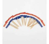 Mobi Lock 120 Pièces de Pics à Cocktail avec Drapeau de Pays-Bas - 6,5 cm (2,5 po) Cure-Dents en Bambou avec Mini-Drapeaux - Pics de décoration pour Amuse-bouches et Boissons