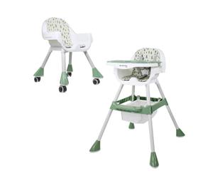 Mobiclinic® kids, Chaise haute évolutive, 2 en 1, Hauteur réglable, Double plateau, 6-36 mois, Forest, Harnais de sécurité 5 points, Roues amovibles, Jusqu'à 35 kg, Panier rangement, 360º