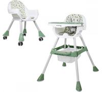 Mobiclinic Kids, Chaise haute évolutive, 2 en 1, Réglable en hauteur, Double plateau, 6 mois-6 ans, Forest, Ceinture de sécurité 5 points, Roues amovibles