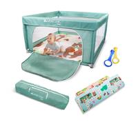 Mobiclinic Kids, parc bébé + tapis de jeu, pliable, 125X125cm, sac de transport, filet respirant, Happyland, tissu inodore et lavable