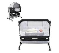 Mobiclinic®, Lit bébé 3 en 1, Nuit, Lit cododo, Hauteur réglable, Matelas, Moustiquaire, Roues 360°, Sangles de Fixation, Panier de Rangement, Jusqu'à 20 kg, Noir