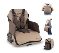 Mobiclinic, Rehausseur Chaise Enfant, Monkey, Pour bébé portable pliable, 6 à 36 mois, Jusqu'à 15kg, Harnais réglable 5 points, Avec rangement, Chaise haute, Couleur beige