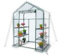 Mobiclinic®, Serre de Jardin, 143 x 73 x 195cm, Couverture en PVC et Porte Enroulable, 4 Étagères, Étanche, Home Grow, Pépinière Maison, Fixation Sécurisée, Idéal pour la Culture, Rustique