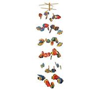 Mobile Multiples Poissons Lot de 50, en Bois d'albizia, Carillon à Vent | Mobile Poissons en Bois d'Albesia, 50 Pièces Peintes à la Main, Décoration Suspendue 60 cm