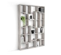 MOBILI FIVER, Bibliothèque M Iacopo (160,8 x 236,4 cm), Gris Béton, Étagère Bibliothèque pour Salon, Bureau, Made in Italy