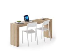 MOBILI FIVER, Bureau Evolution 180x40, Chêne Clair avec 2 Pieds et Chargeur sans Fil, Mélaminé, Bureau d'ordinateur pour Chambre, Bureau, Made in Italy