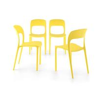 MOBILI FIVER, Chaise Amanda, Lot de 4, Jaune, Polypropylène, Chaise pour Cuisine, Jardin, Salon