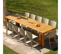 MOBILI FIVER, Easy, Console Extensible d'Extérieur avec rallonges intégrées, 45(305) x 90 cm, Couleur Teck, pour 12 Personnes, Console Extensible pour Jardin, Veranda, Terrasse, Made in Italy