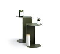 MOBILI FIVER, Lot de 2 Tables d'appoint en métal Camilla, h45 et h55, Vert Olive, FERP, Table Basse de Salon, Made in Italy
