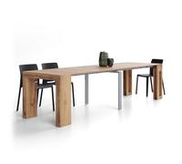 MOBILI FIVER, Table Console Extensible avec rallonges intégrées Evolution, 45(305) x90 cm, Bois Rustique, pour 12 Personnes, Console Extensible pour Couloir, Entrée, Salon, Made in Italy