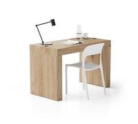 MOBILI FIVER, Table de Bureau Evolution 120x60, Chêne Clair avec 2 Pieds et Chargeur sans Fil, Mélaminé, Bureau d'ordinateur pour Chambre, Bureau, Made in Italy