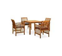 vidaXL Ensemble de jardin 5 pièces en bois massif d'acacia avec coussins