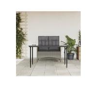 vidaXL Ensemble de jardin 2 pièces avec coussins Gris Poly rotin