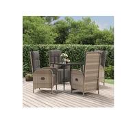 vidaXL Salon de jardin 5 pièces avec coussins noir et gris Poly rotin