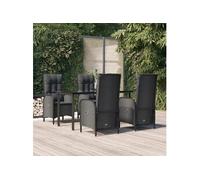 vidaXL Ensemble de jardin 5 pièces avec coussins Poly Rattan – Noir