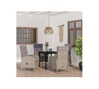 vidaXL Ensemble de jardin 5 pièces avec coussins Gris et noir
