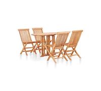 Mobilier à Dîner d'Extérieur Pliable 5 pcs Salon de Jardin Ensemble de Salle à Manger Table et Chaises de Repas Terrasse Bois Solide de Teck
