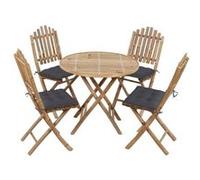Mobilier à Dîner d'Extérieur - VIDAXL - Ensemble 5 pcs - Bambou Massif - Résistant aux Intempéries - Pliable Marron G