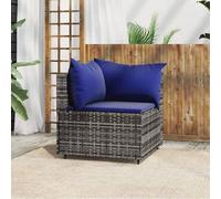 Mobilier de balcon : ensemble salon, petit balcon, canapé de jardin avec coussins. Ensemble de mobilier de balcon gris et bleu. Ensemble de mobilier de jardin en rotin, canapé lounge pour balcon avec