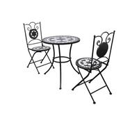 vidaXL Ensemble Bistro 3 pcs. céramique noir et blanc