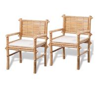 Mobilier de bistro (3 pcs), CLARENCE® Table et 2 chaises de jardin, avec coussins Bambou 50x40x50cm C6978816