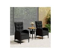 vidaXL Ensemble de jardin bistrot 3 pièces Poly rotin noir