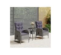 vidaXL Ensemble de jardin bistrot 3 pièces Poly rotin gris